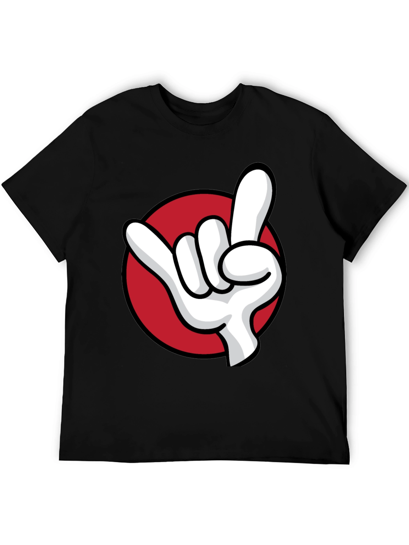 Rock On Hand Graphic Tee - Black Cotton T-Shirt