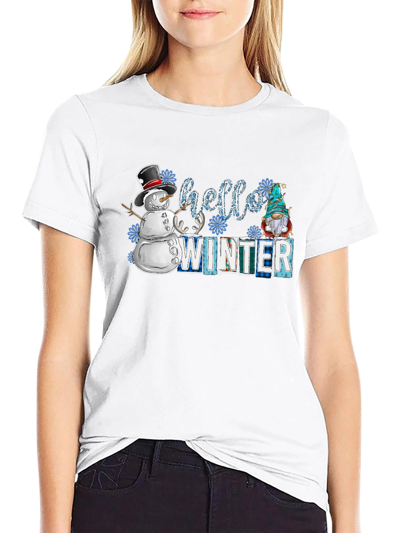 Hello Winter T-Shirt: Snowman & Gnome