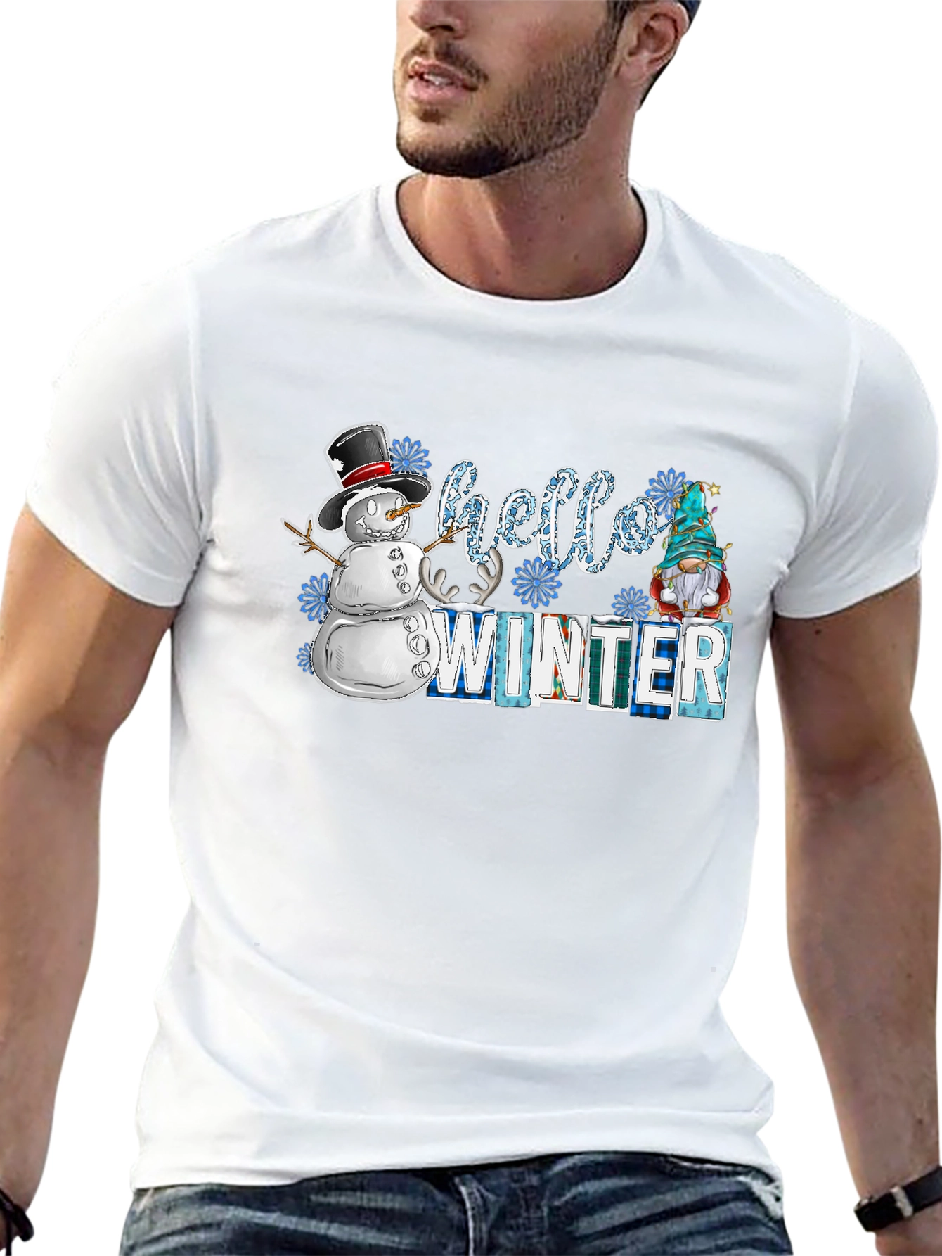 Hello Winter T-Shirt: Snowman & Gnome