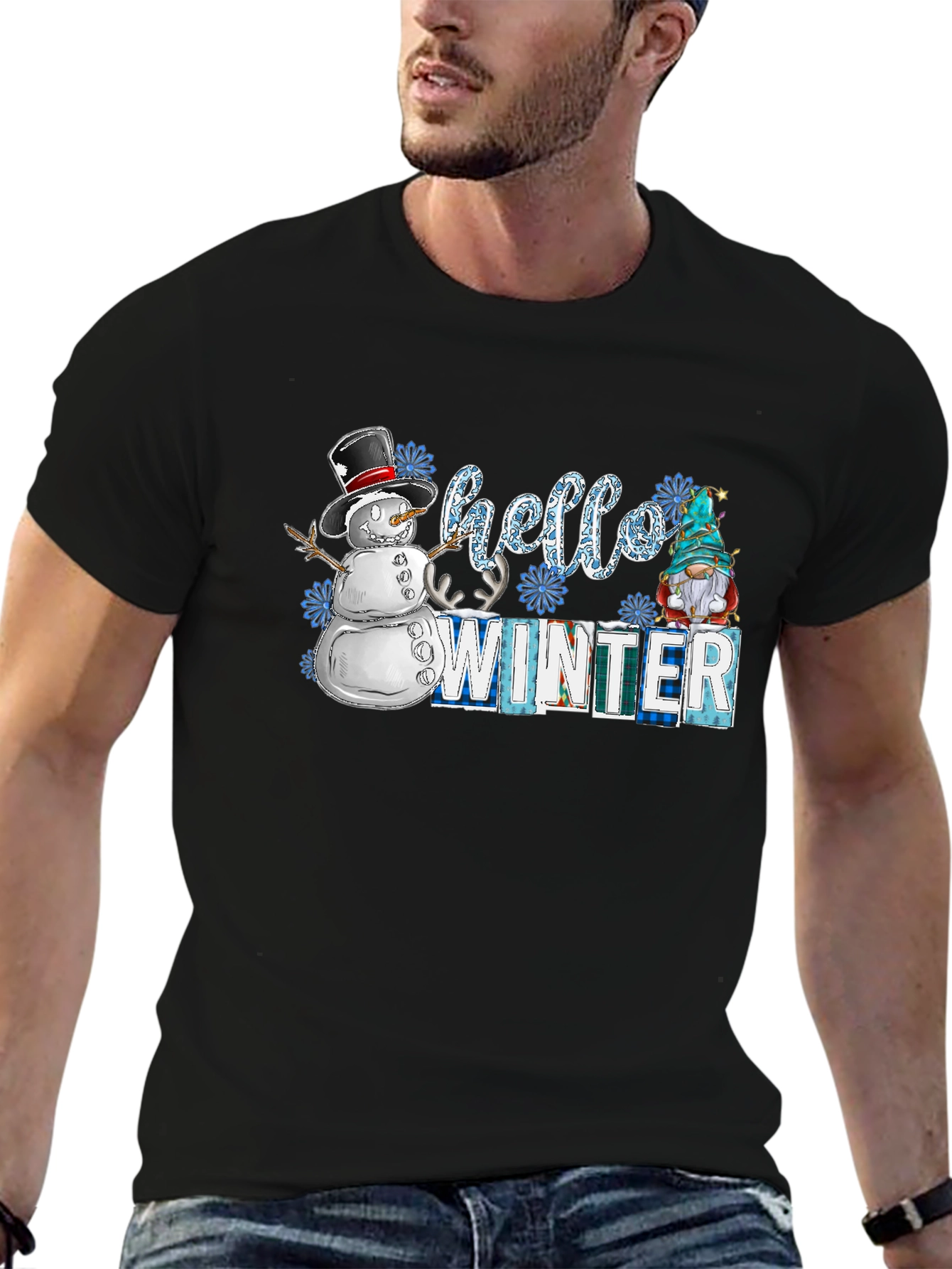 Hello Winter T-Shirt: Snowman & Gnome
