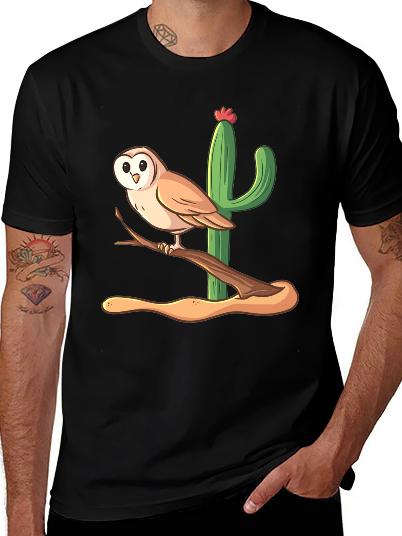 Owl & Cactus Graphic Tee - Desert Style Shirt