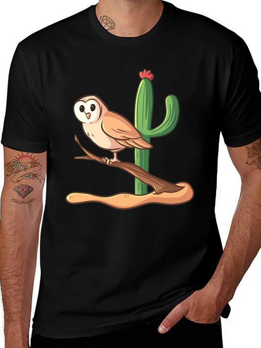 Owl & Cactus Graphic Tee - Desert Style Shirt