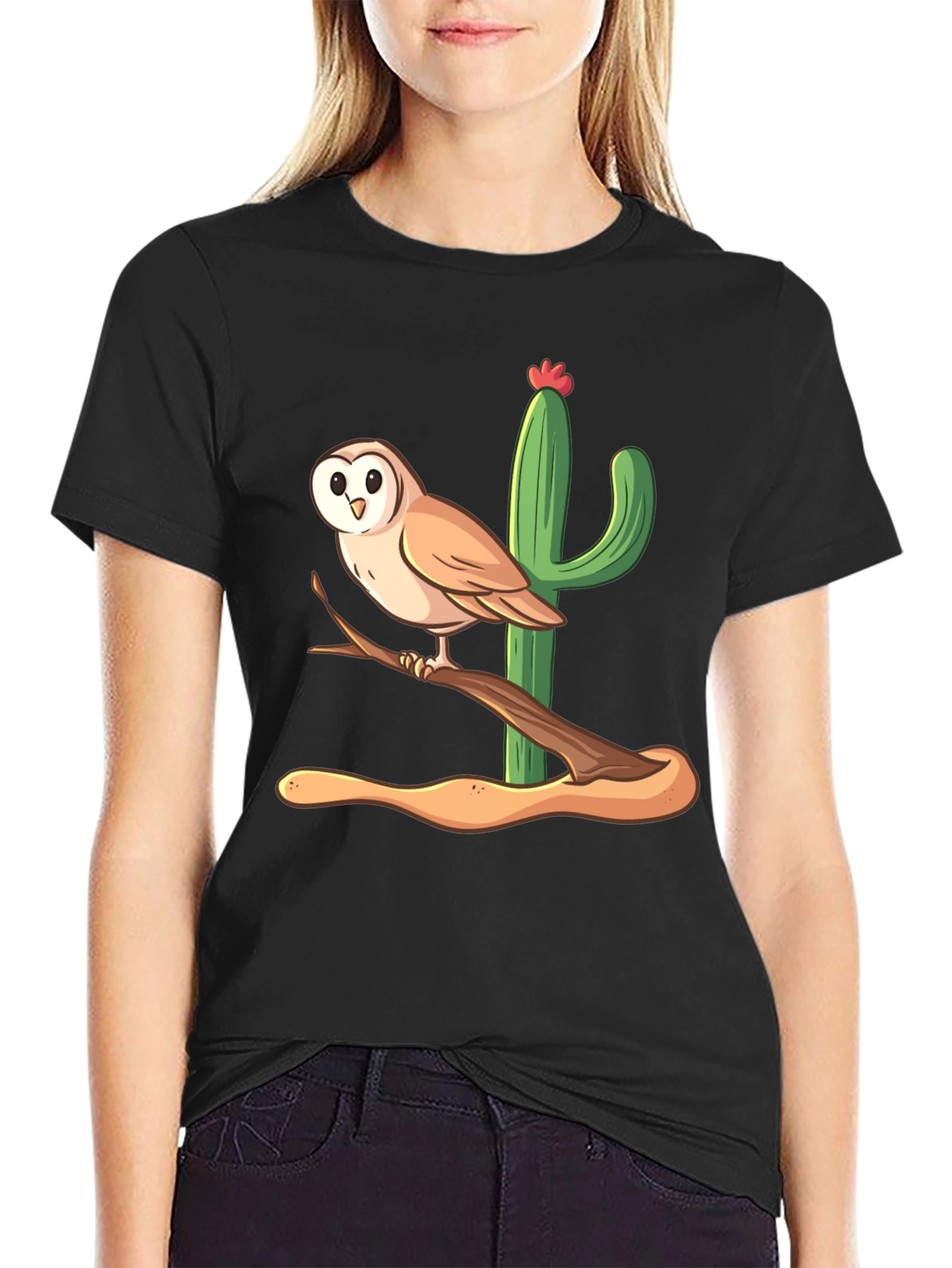 Owl & Cactus Graphic Tee - Desert Style Shirt