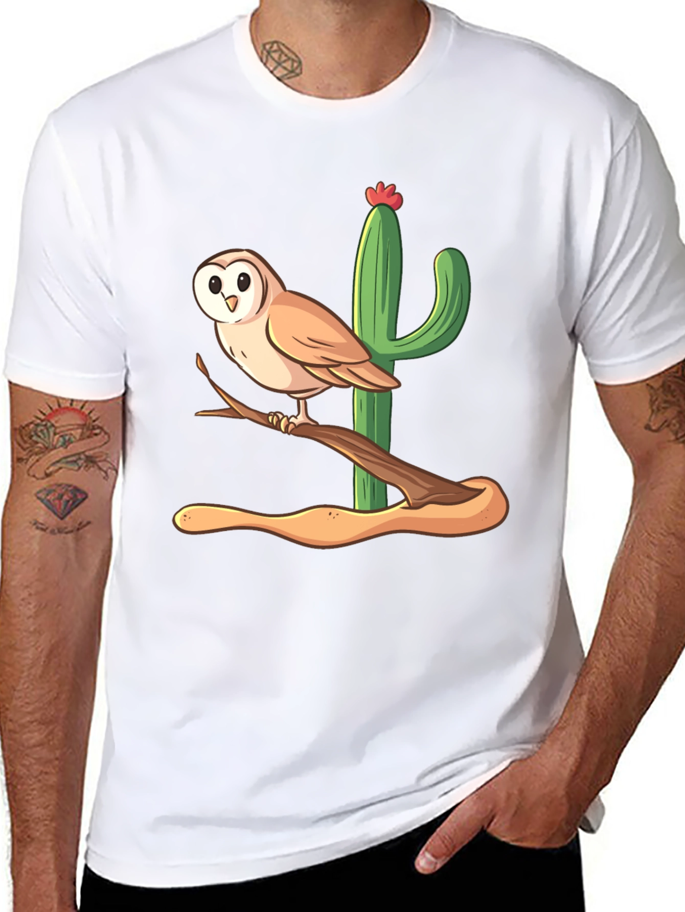 Owl & Cactus Graphic Tee - Desert Style Shirt