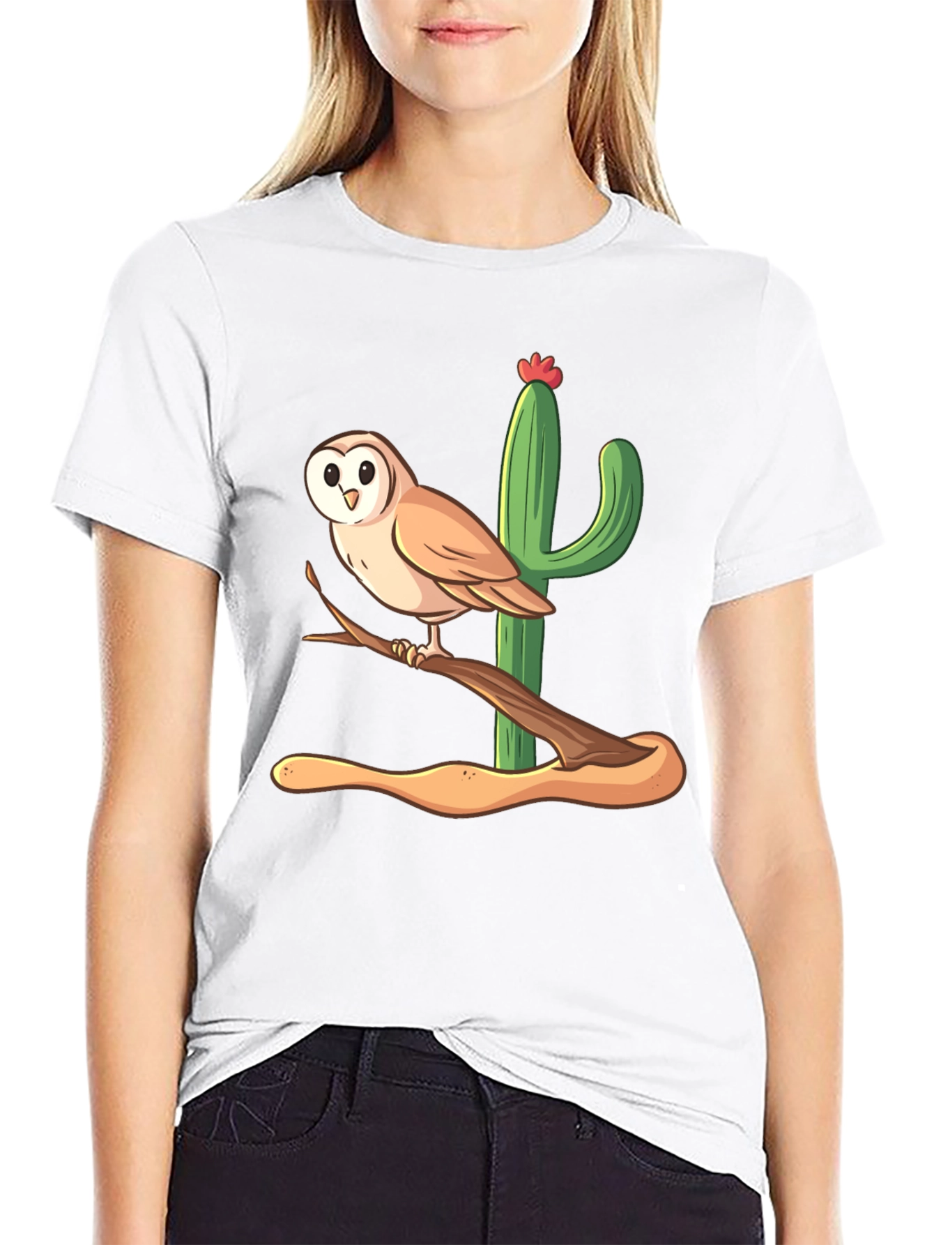 Owl & Cactus Graphic Tee - Desert Style Shirt