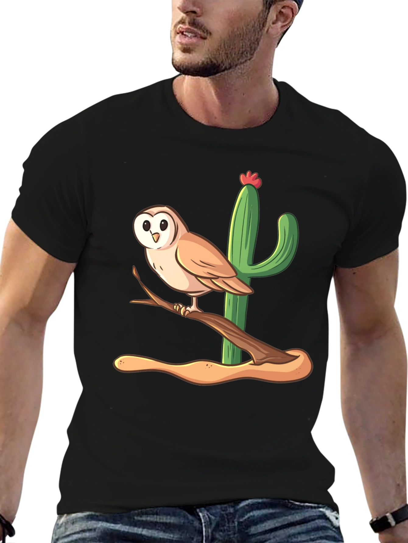 Owl & Cactus Graphic Tee - Desert Style Shirt