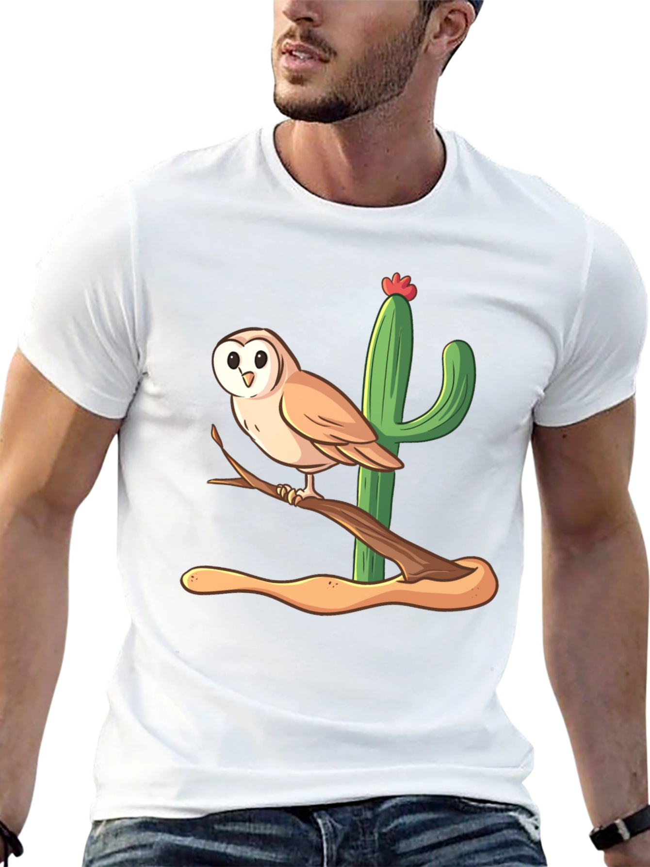 Owl & Cactus Graphic Tee - Desert Style Shirt