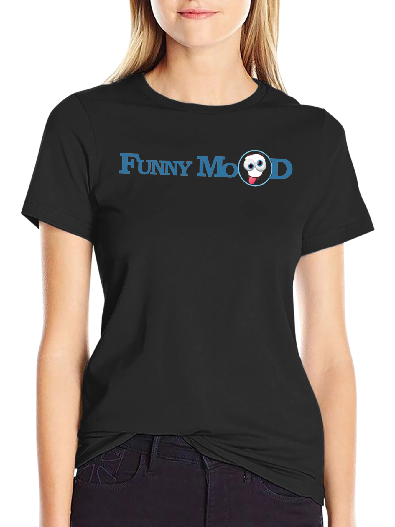 Funny Mood Graphic Tee - Soft Black Cotton T-Shirt