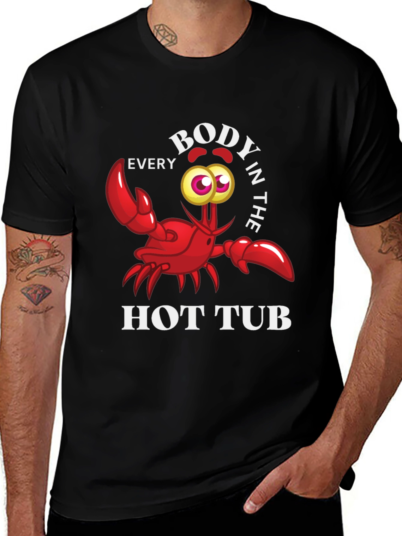 Every Body in the Hot Tub Black Graphic T-Shirt