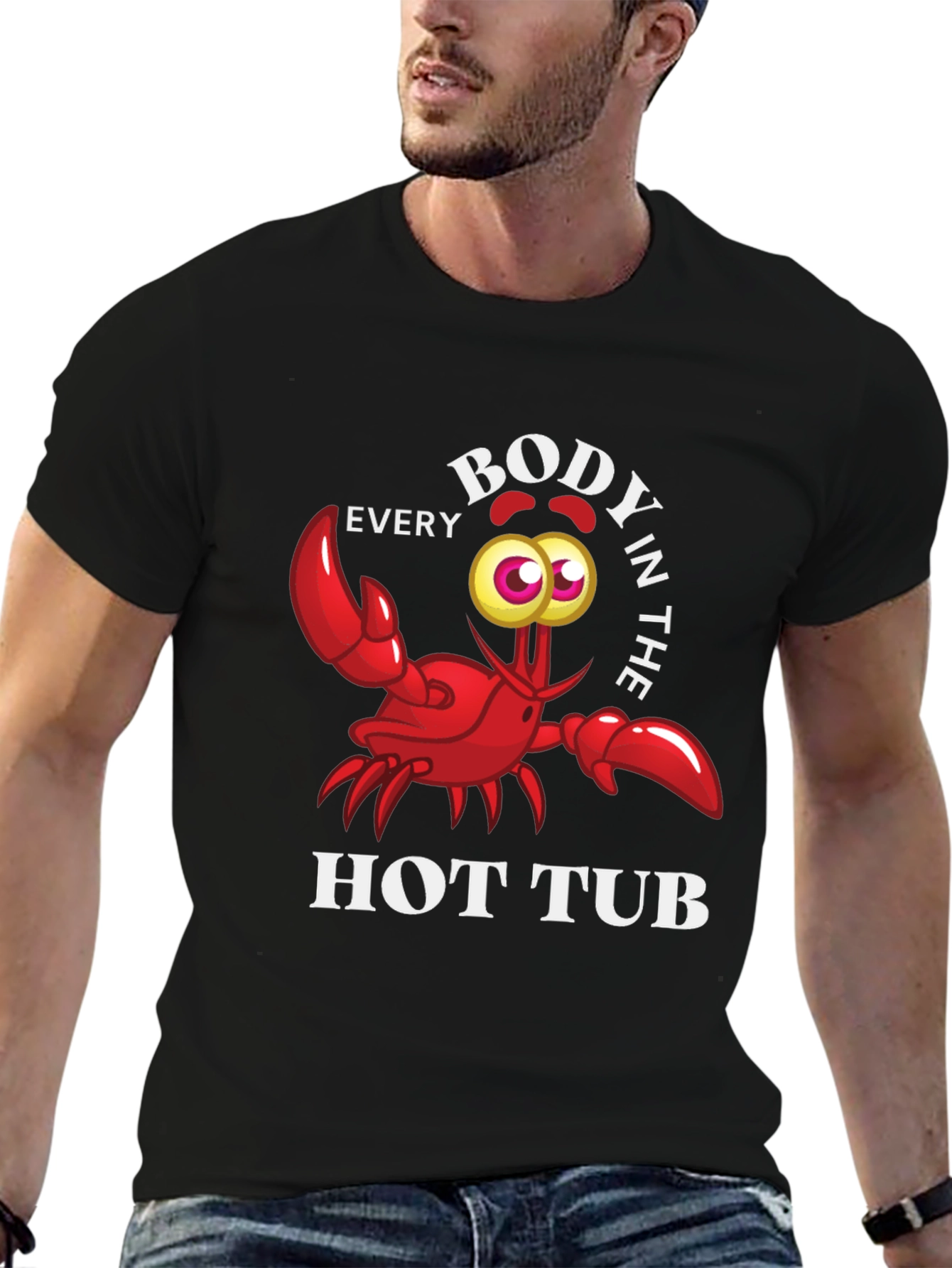 Every Body in the Hot Tub Black Graphic T-Shirt