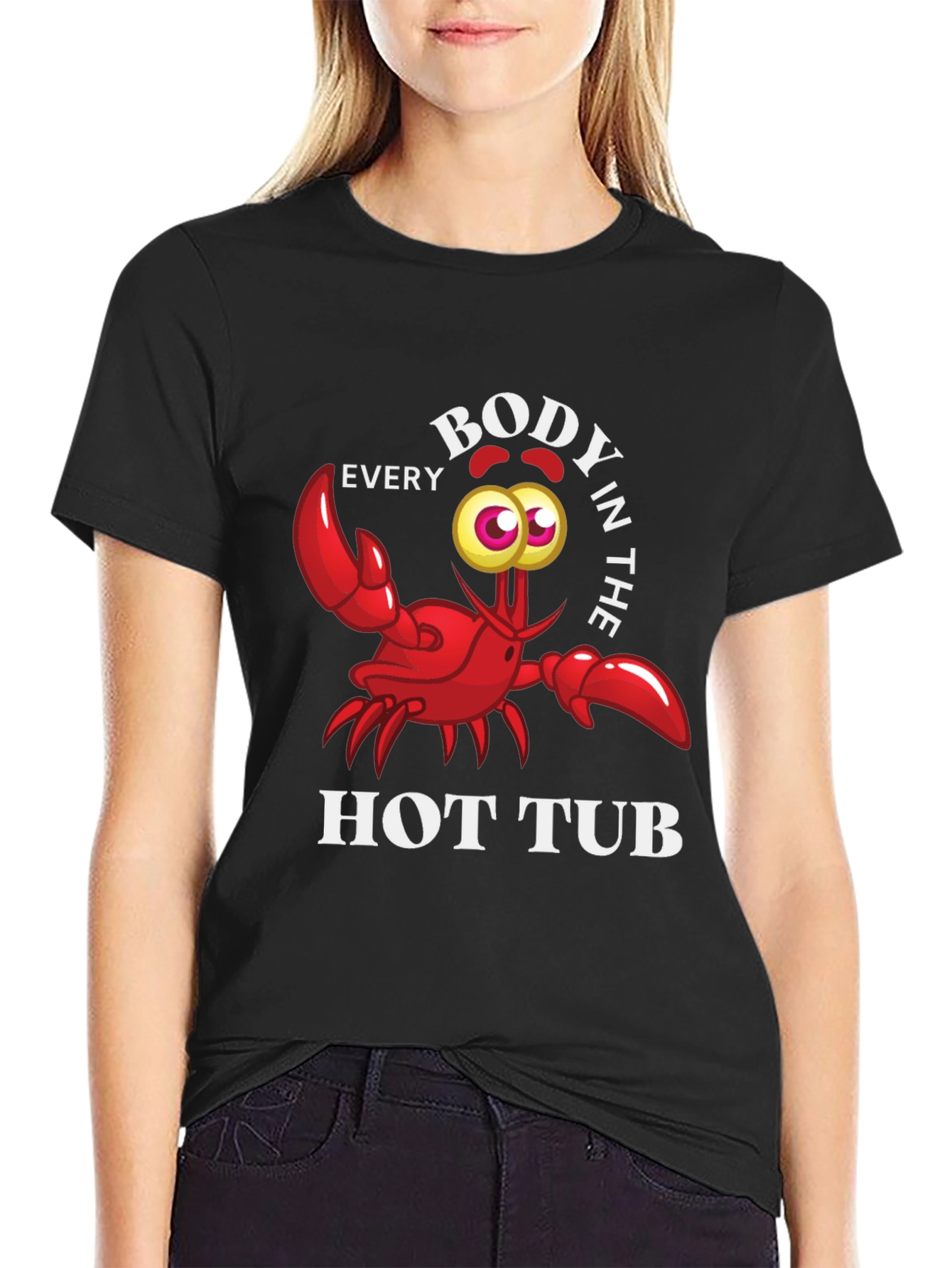 Every Body in the Hot Tub Black Graphic T-Shirt