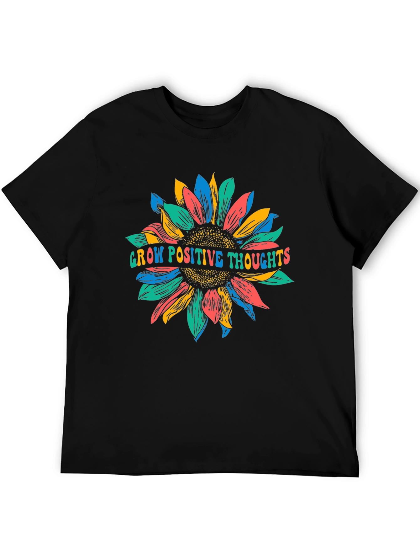 Grow Positive Thoughts Sunflower Graphic T-Shirt