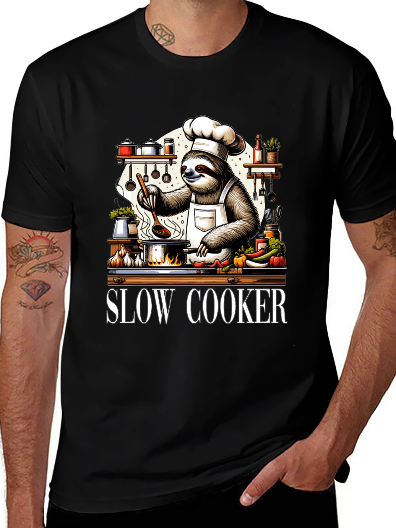 Slow Cooker Sloth Chef T-Shirt