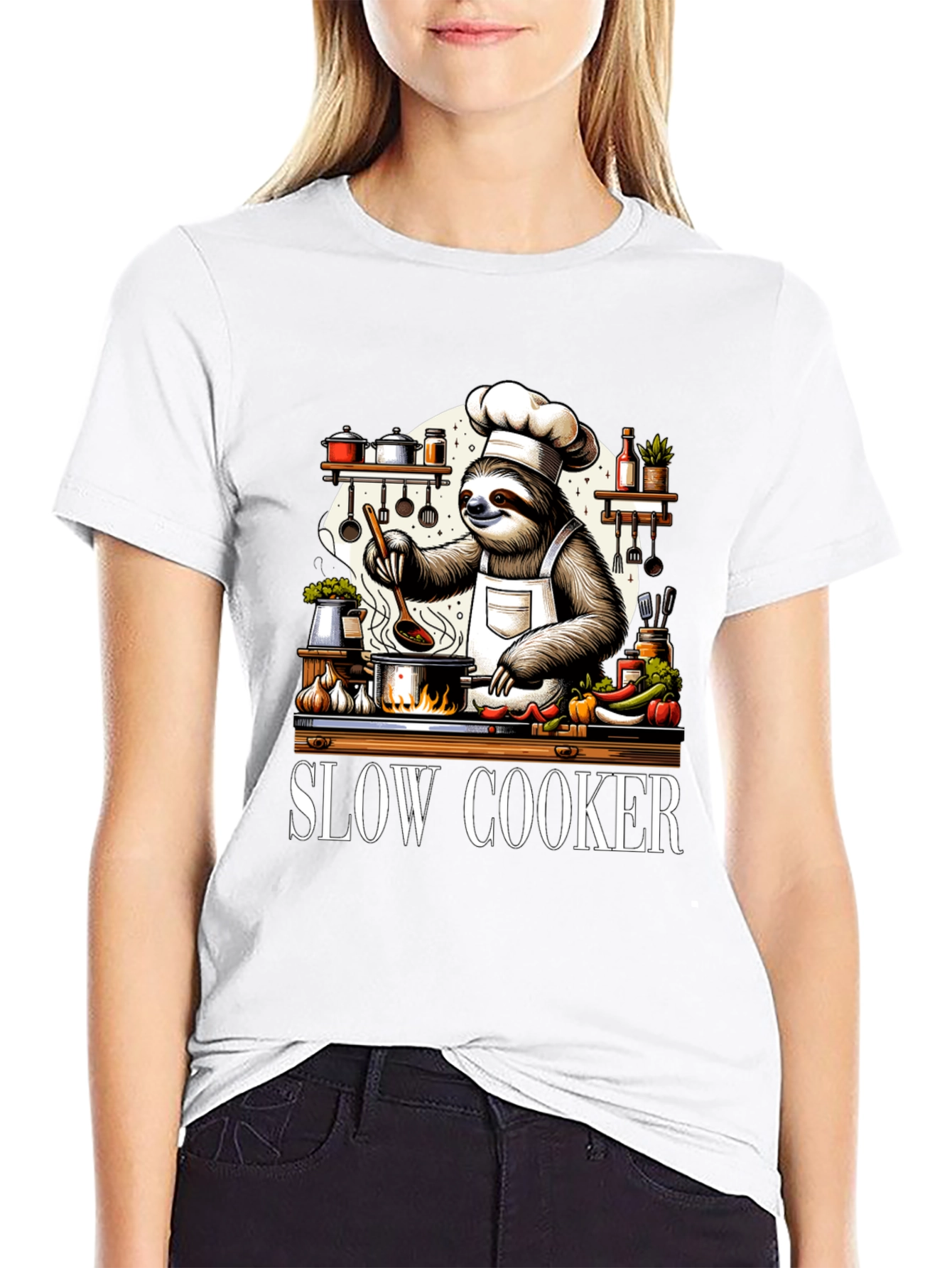 Slow Cooker Sloth Chef T-Shirt