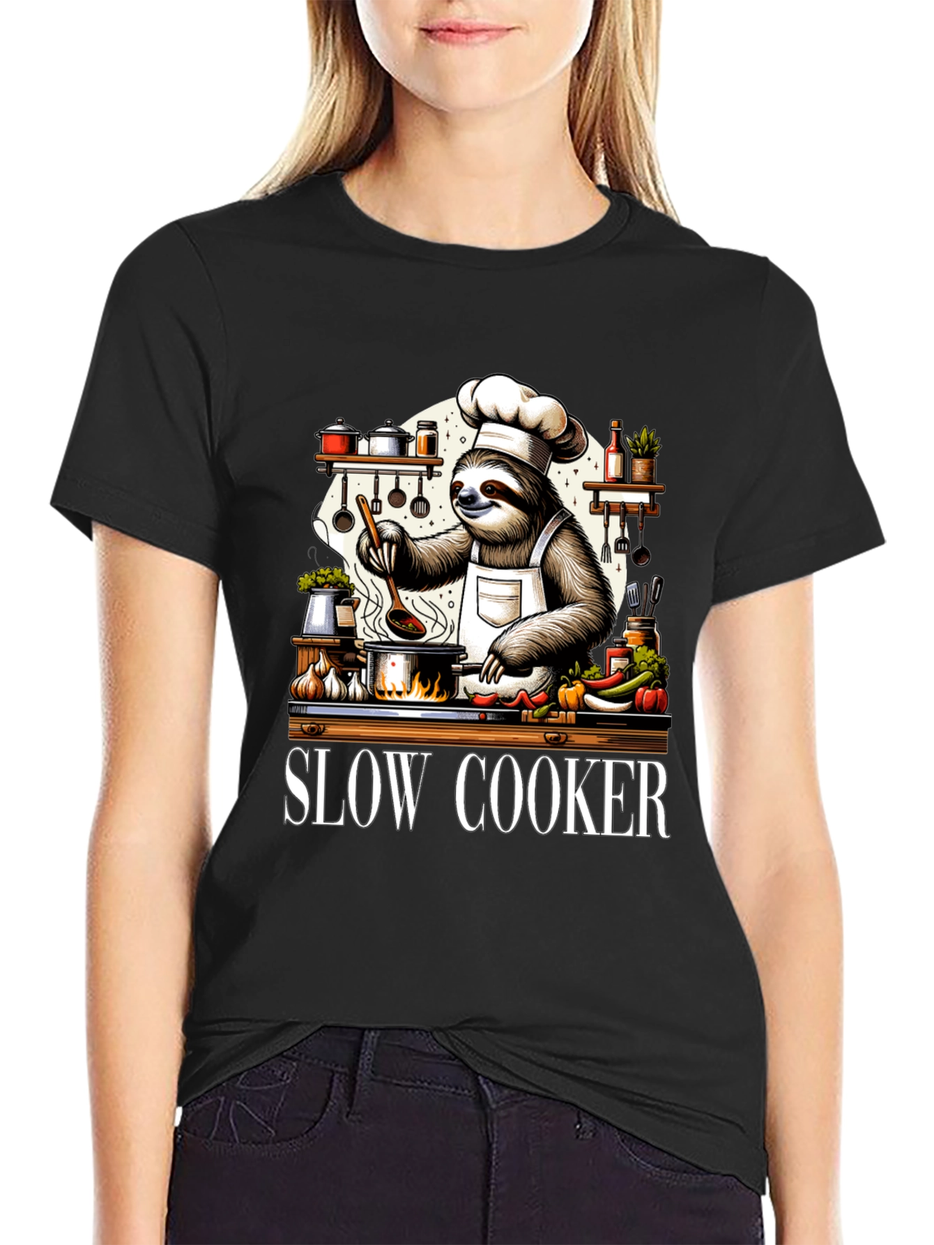 Slow Cooker Sloth Chef T-Shirt