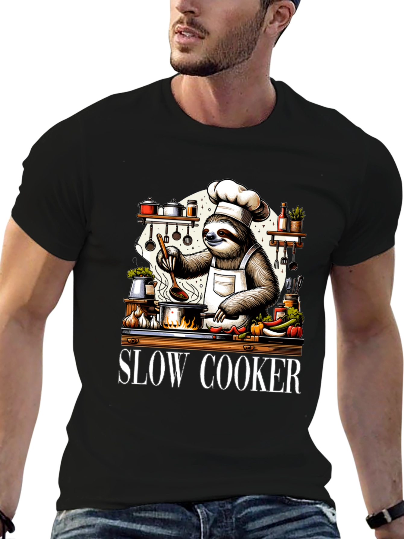 Slow Cooker Sloth Chef T-Shirt