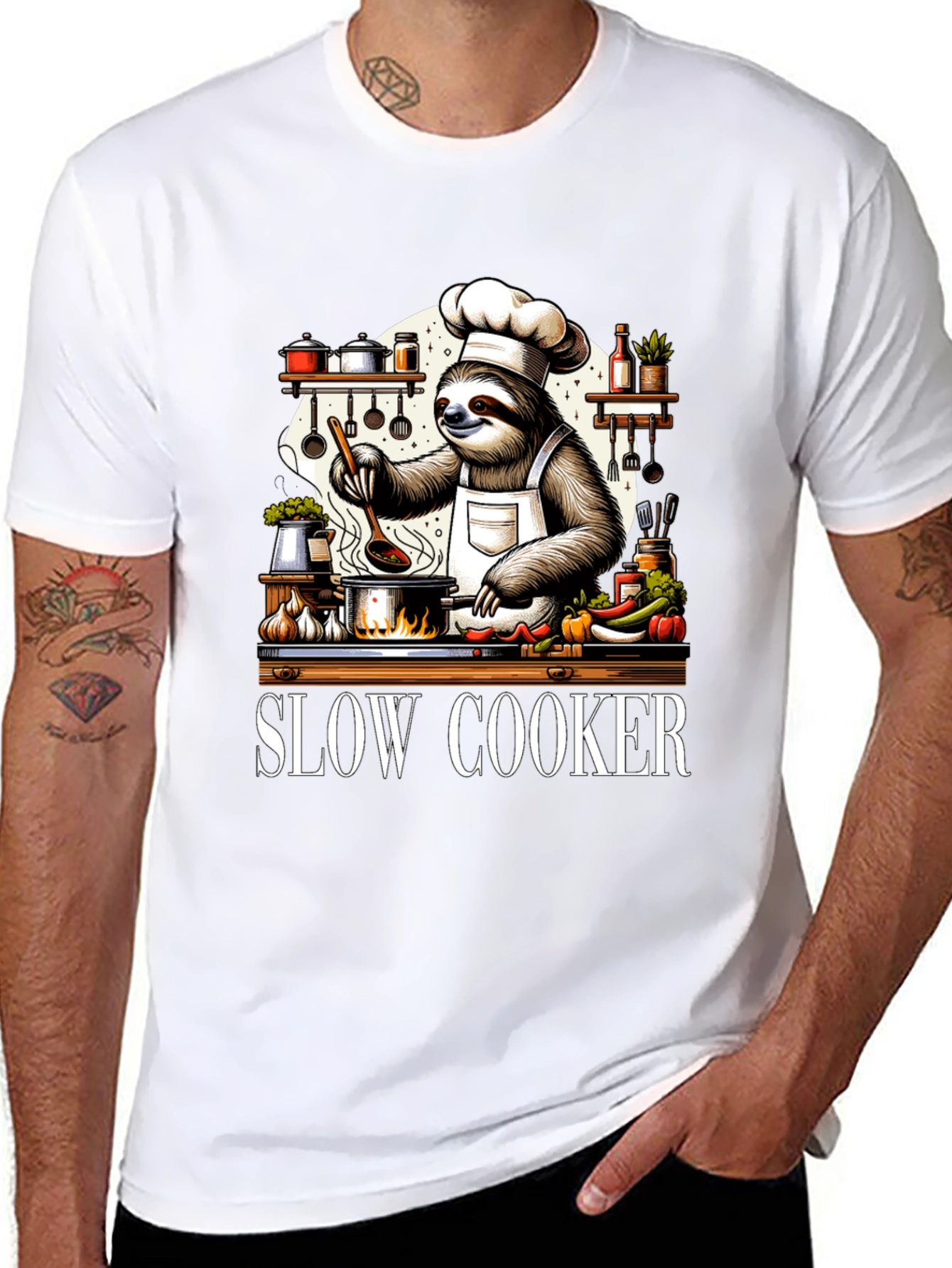 Slow Cooker Sloth Chef T-Shirt