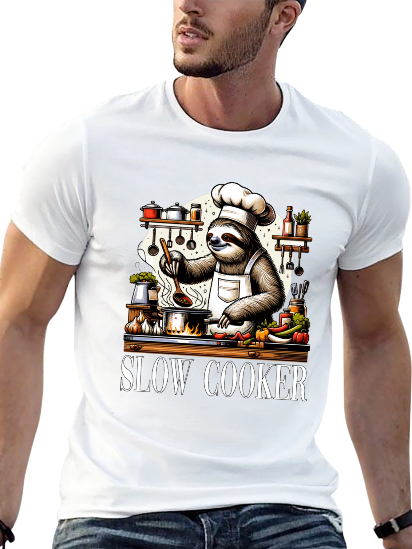Slow Cooker Sloth Chef T-Shirt