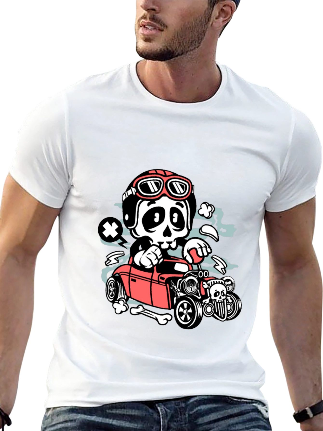 Skull Hot Rod T-Shirt - Rocker Style