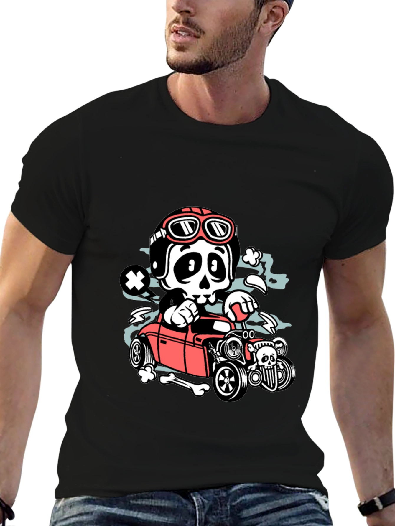 Skull Hot Rod T-Shirt - Rocker Style