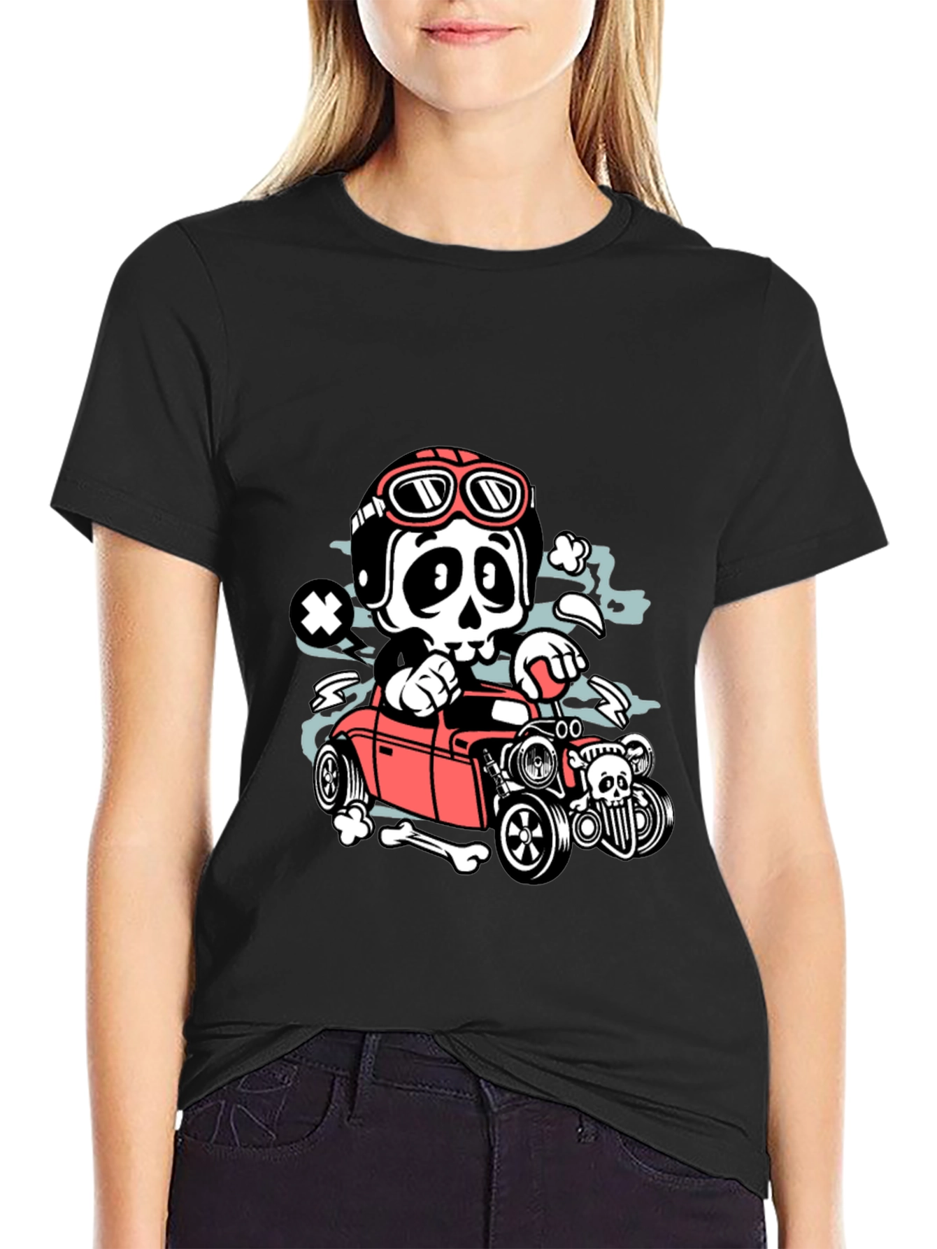 Skull Hot Rod T-Shirt - Rocker Style
