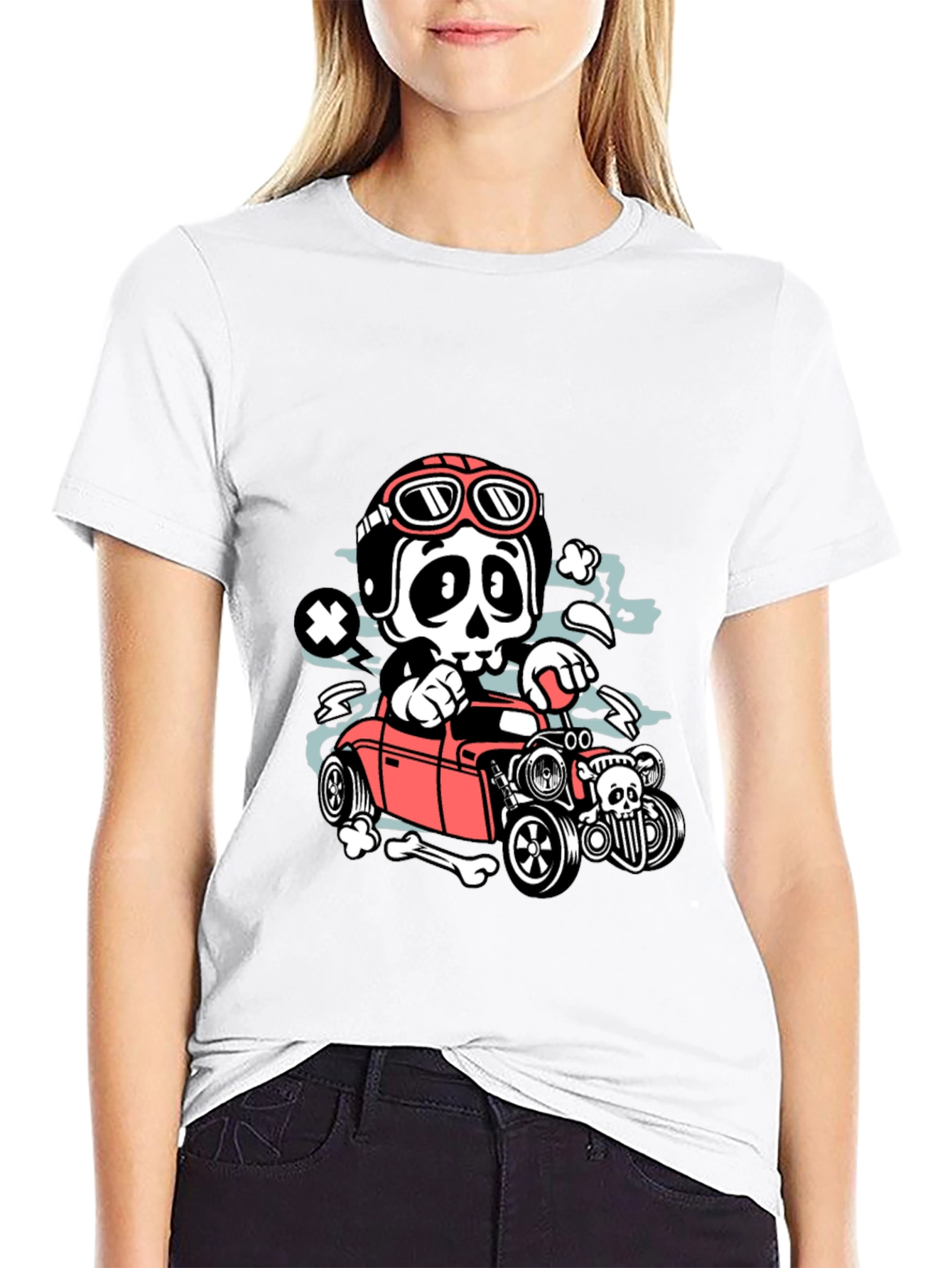 Skull Hot Rod T-Shirt - Rocker Style