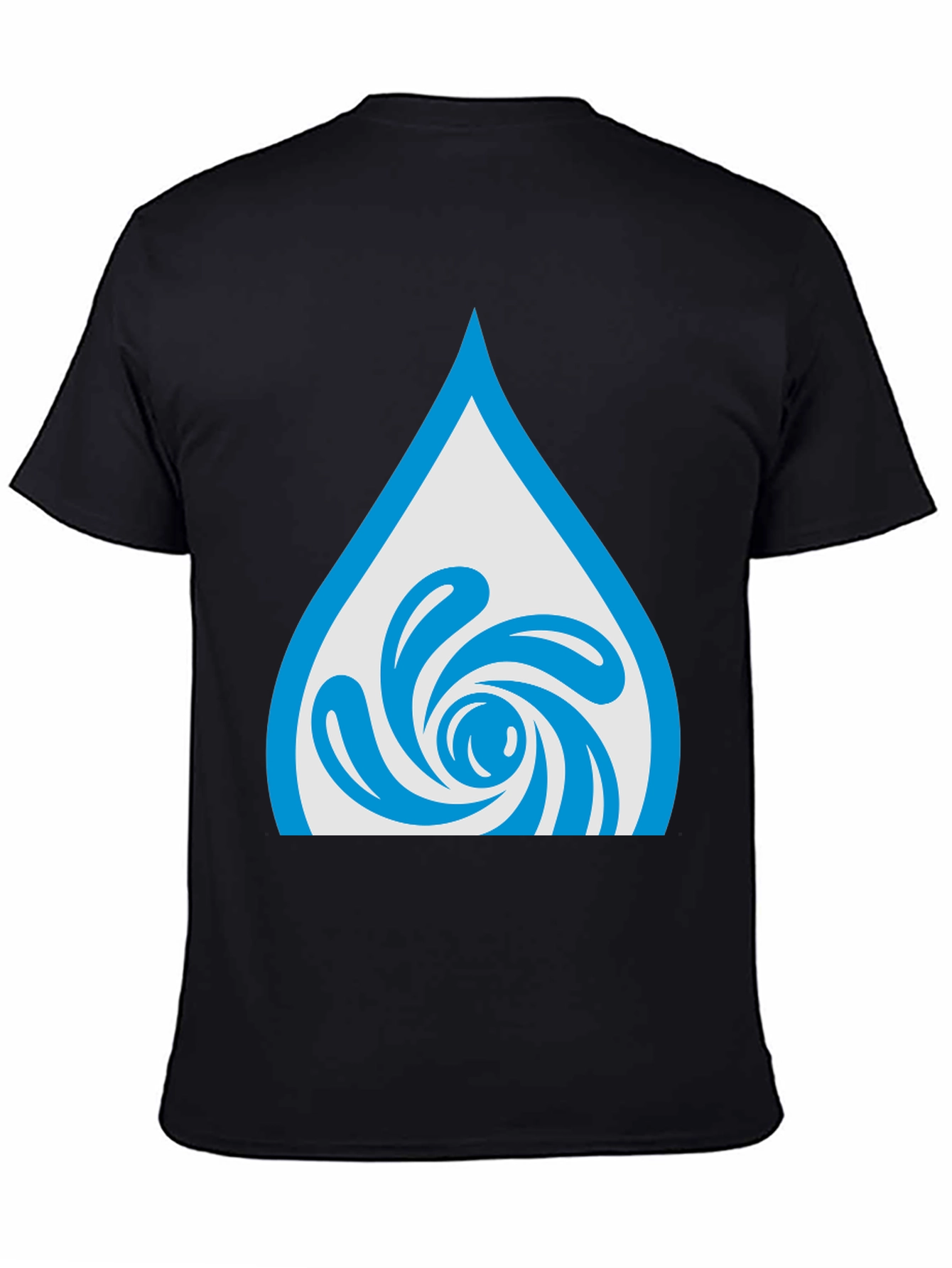 Water Drop Swirl Graphic Tee - Black Cotton Blend