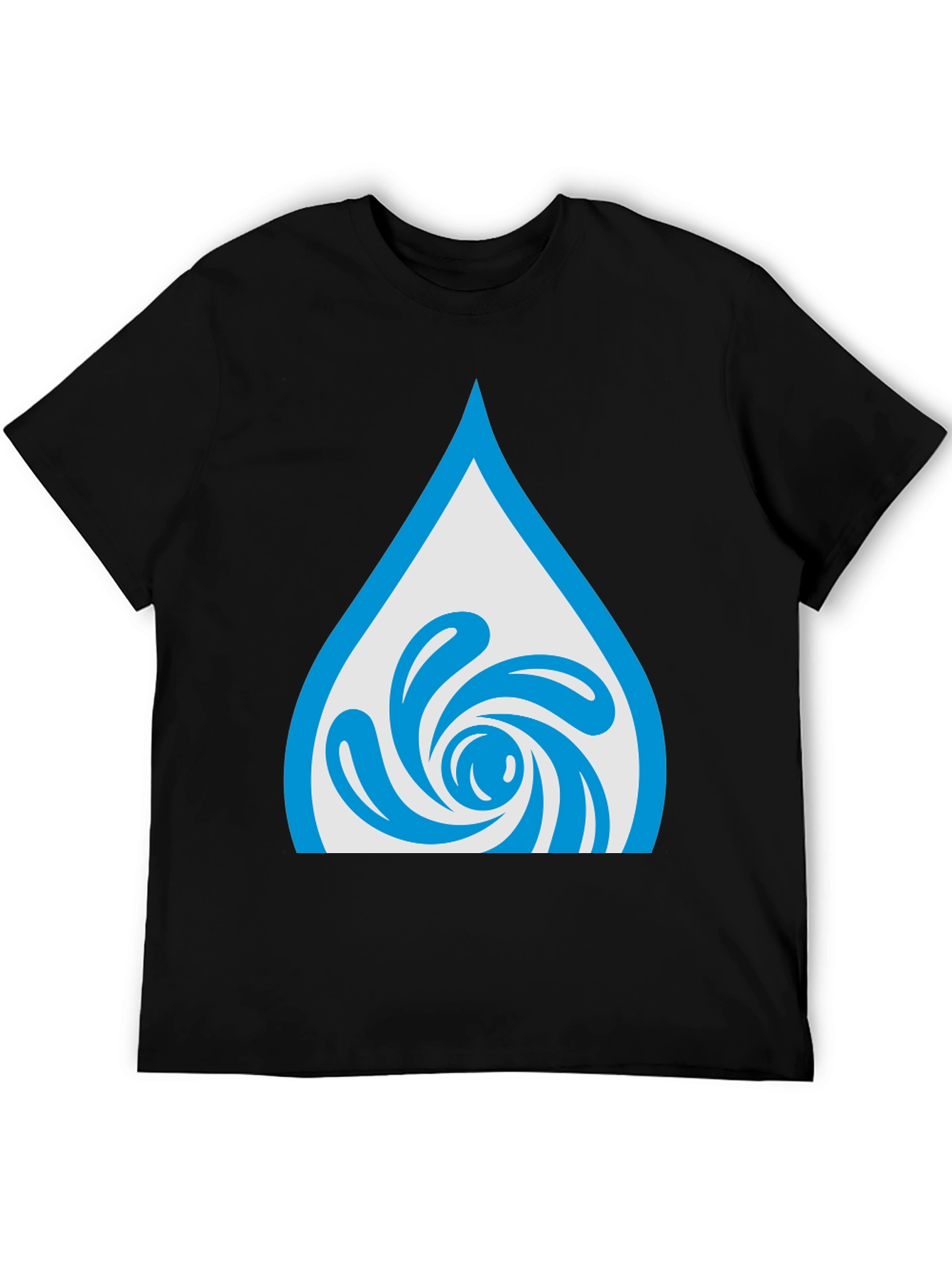 Water Drop Swirl Graphic Tee - Black Cotton Blend