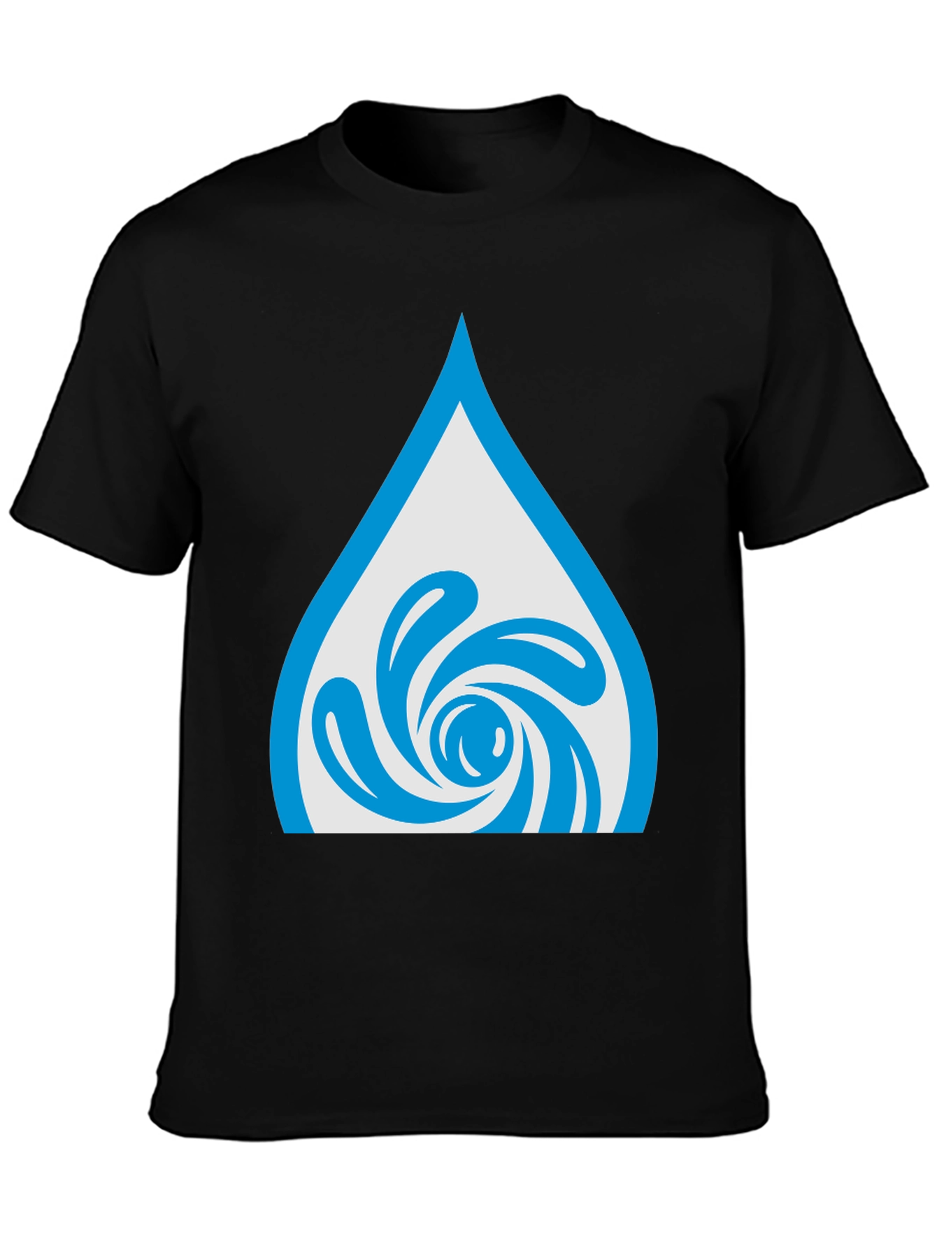 Water Drop Swirl Graphic Tee - Black Cotton Blend