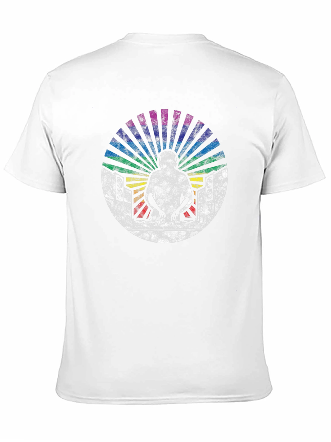 Retro DJ T-Shirt with Rainbow Graphics