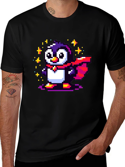 Pixel Penguin Superhero T-Shirt