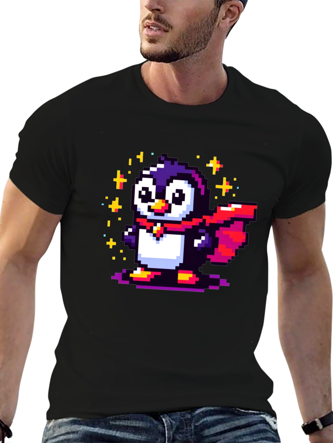 Pixel Penguin Superhero T-Shirt