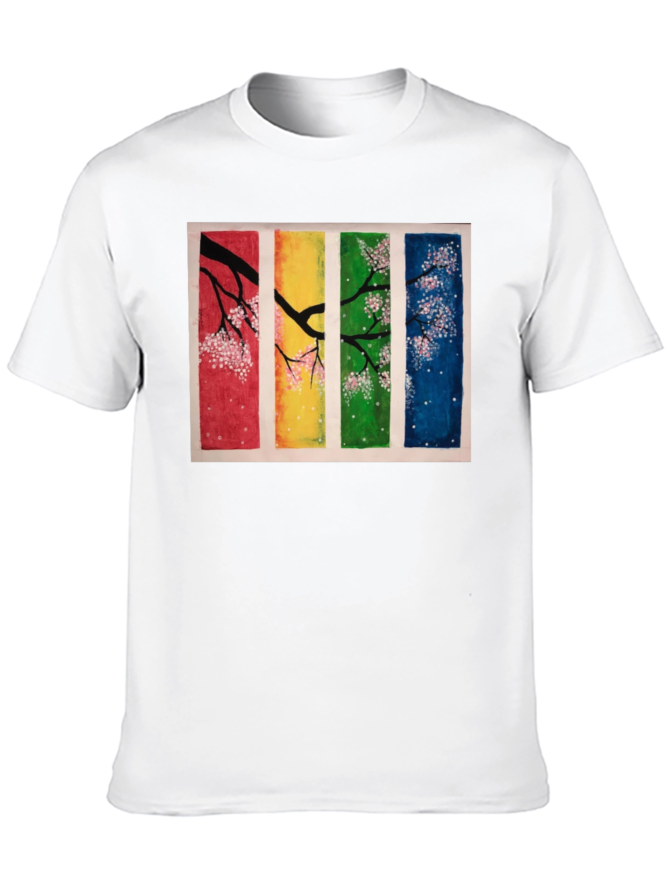 Four Seasons Blossom T-Shirt - Artistic Black Tee