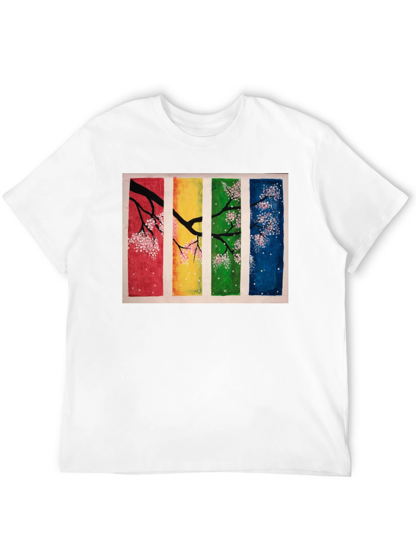 Four Seasons Blossom T-Shirt - Artistic Black Tee