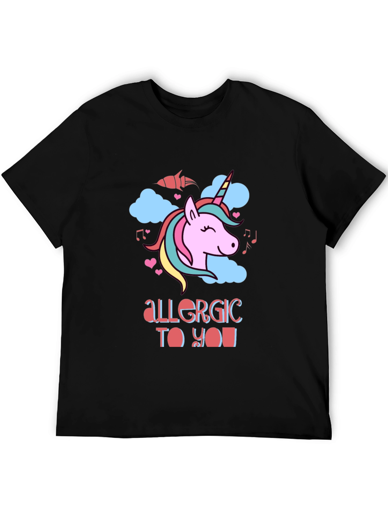 Unicorn Allergic To You Black T-Shirt