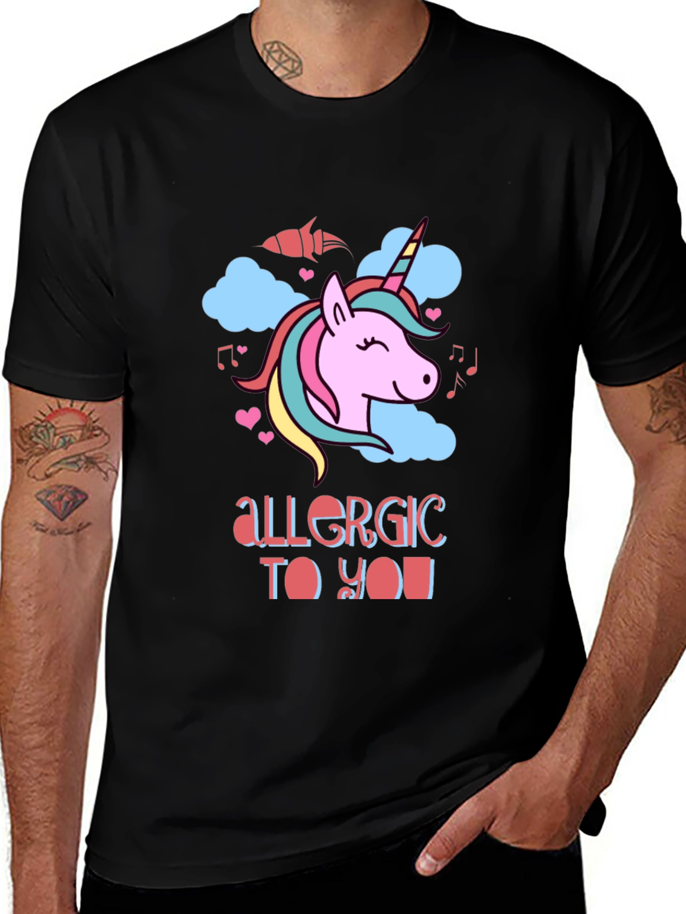 Unicorn Allergic To You Black T-Shirt