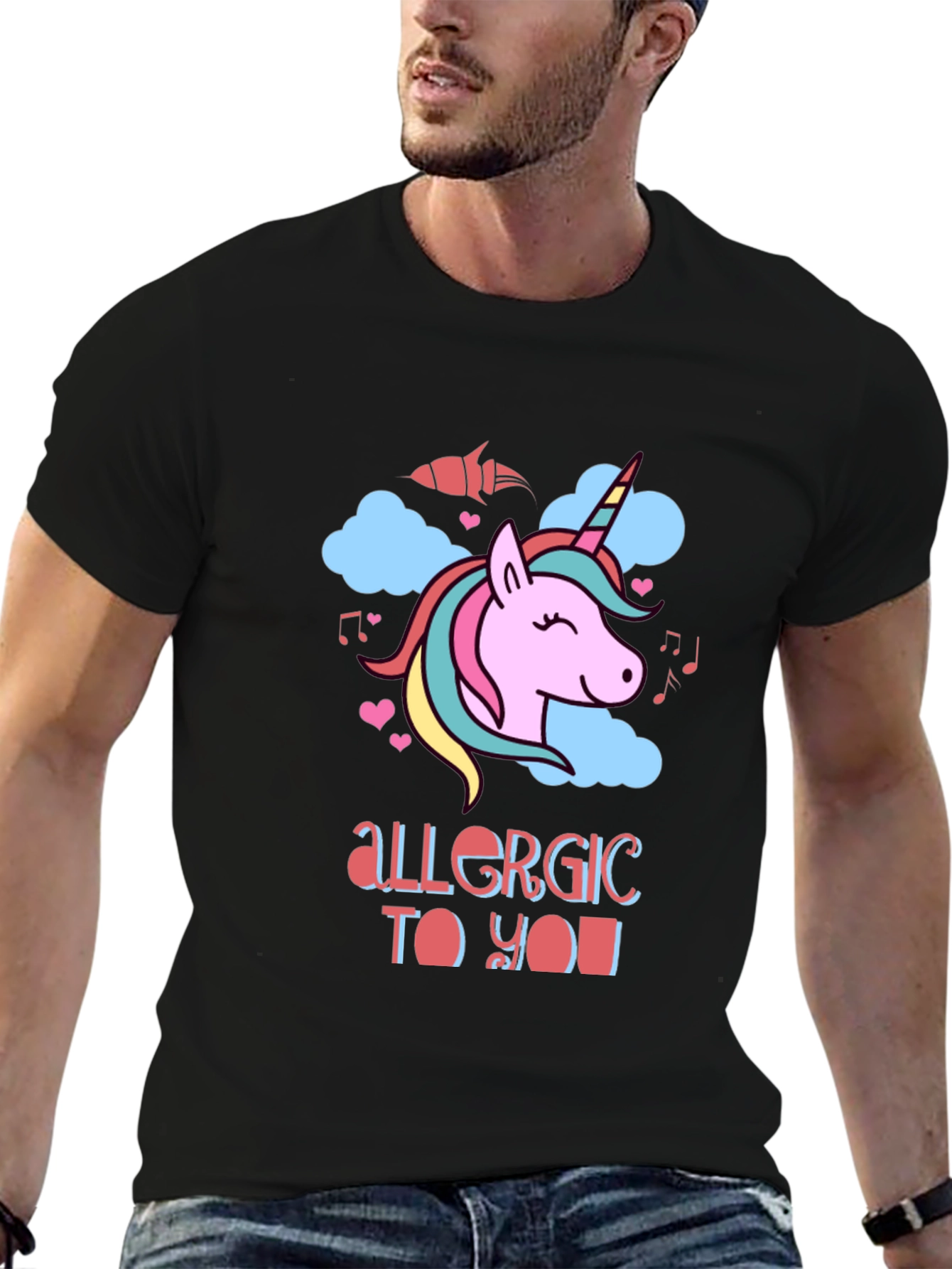 Unicorn Allergic To You Black T-Shirt