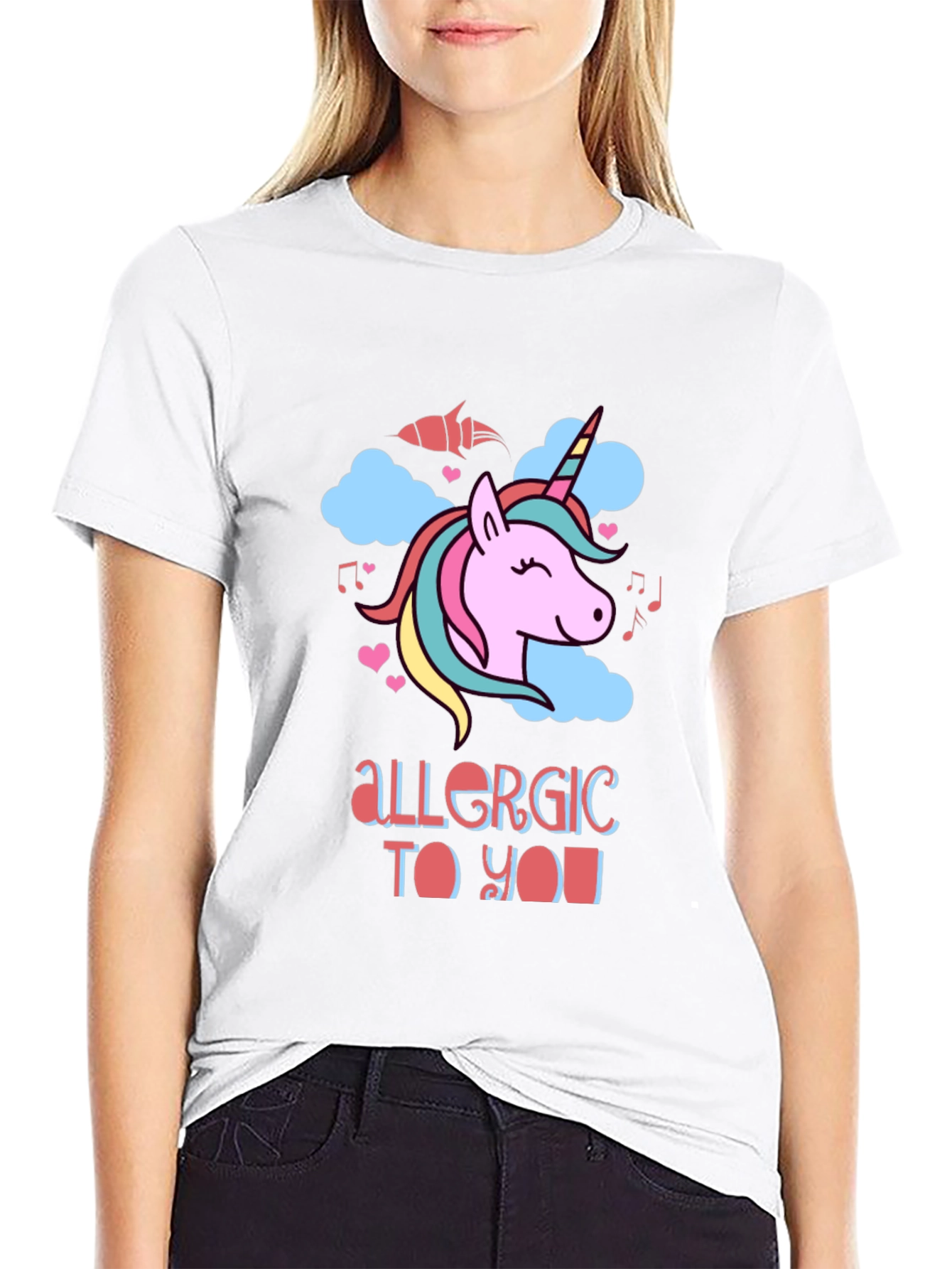 Unicorn Allergic To You Black T-Shirt