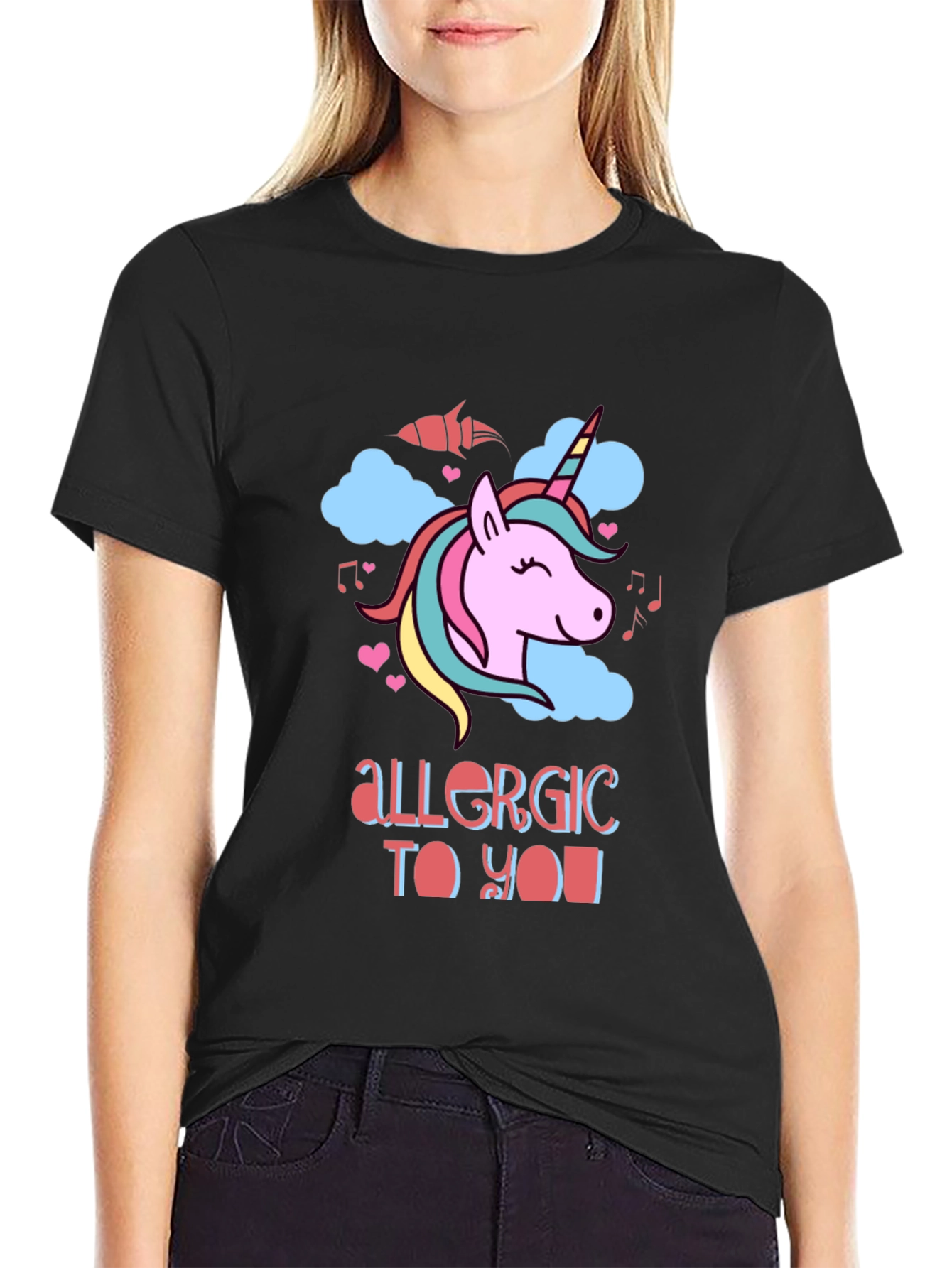 Unicorn Allergic To You Black T-Shirt