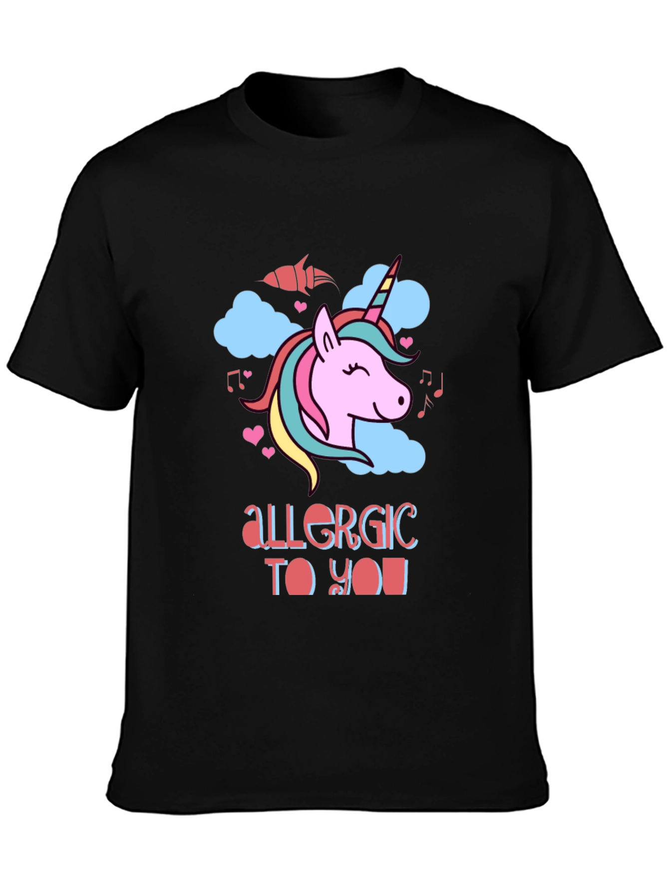 Unicorn Allergic To You Black T-Shirt
