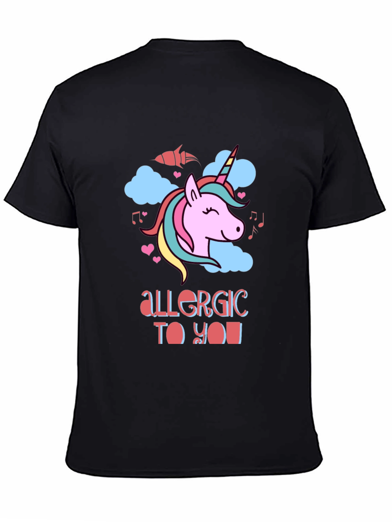 Unicorn Allergic To You Black T-Shirt