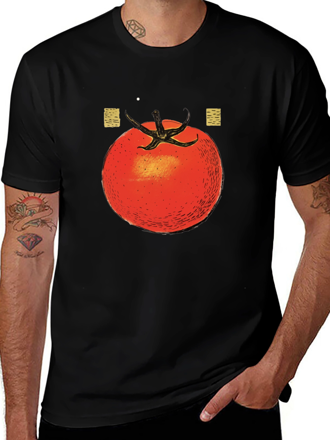 Tomato Graphic Print Black T-Shirt