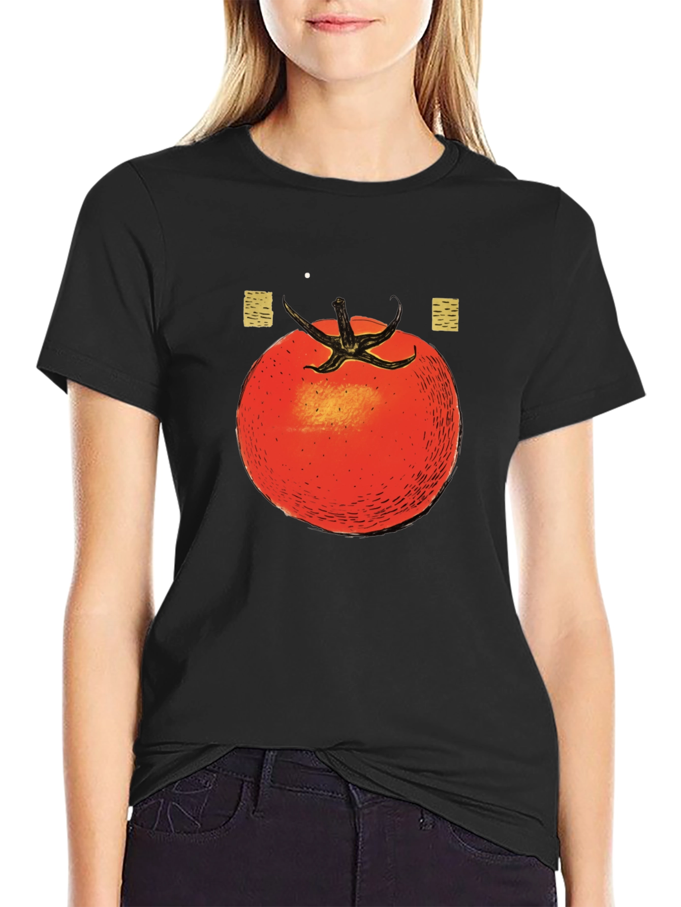 Tomato Graphic Print Black T-Shirt
