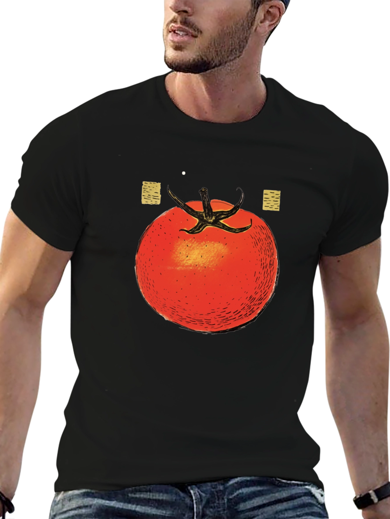 Tomato Graphic Print Black T-Shirt