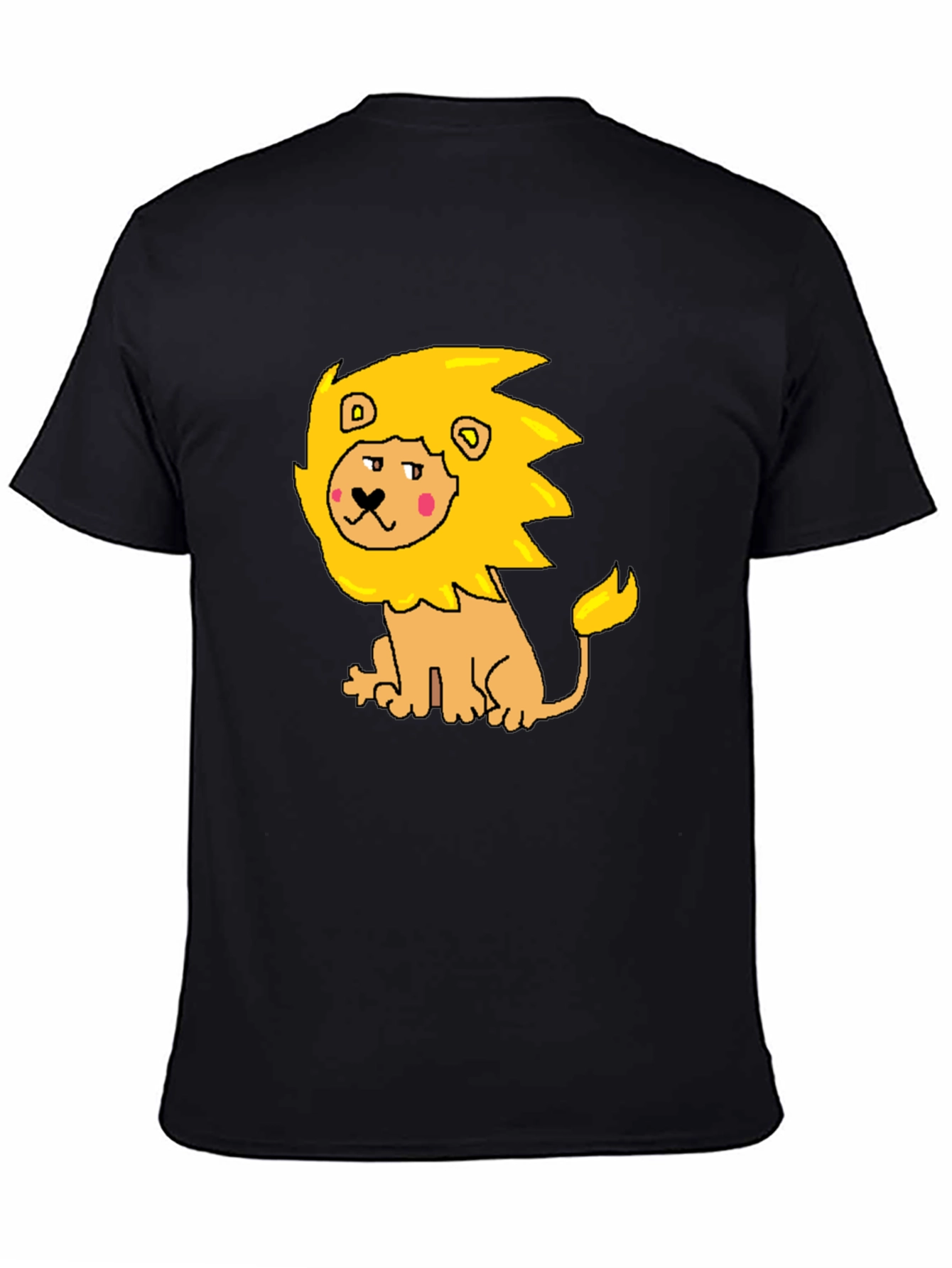 Cartoon Lion Graphic Tee - Mens Black T-Shirt
