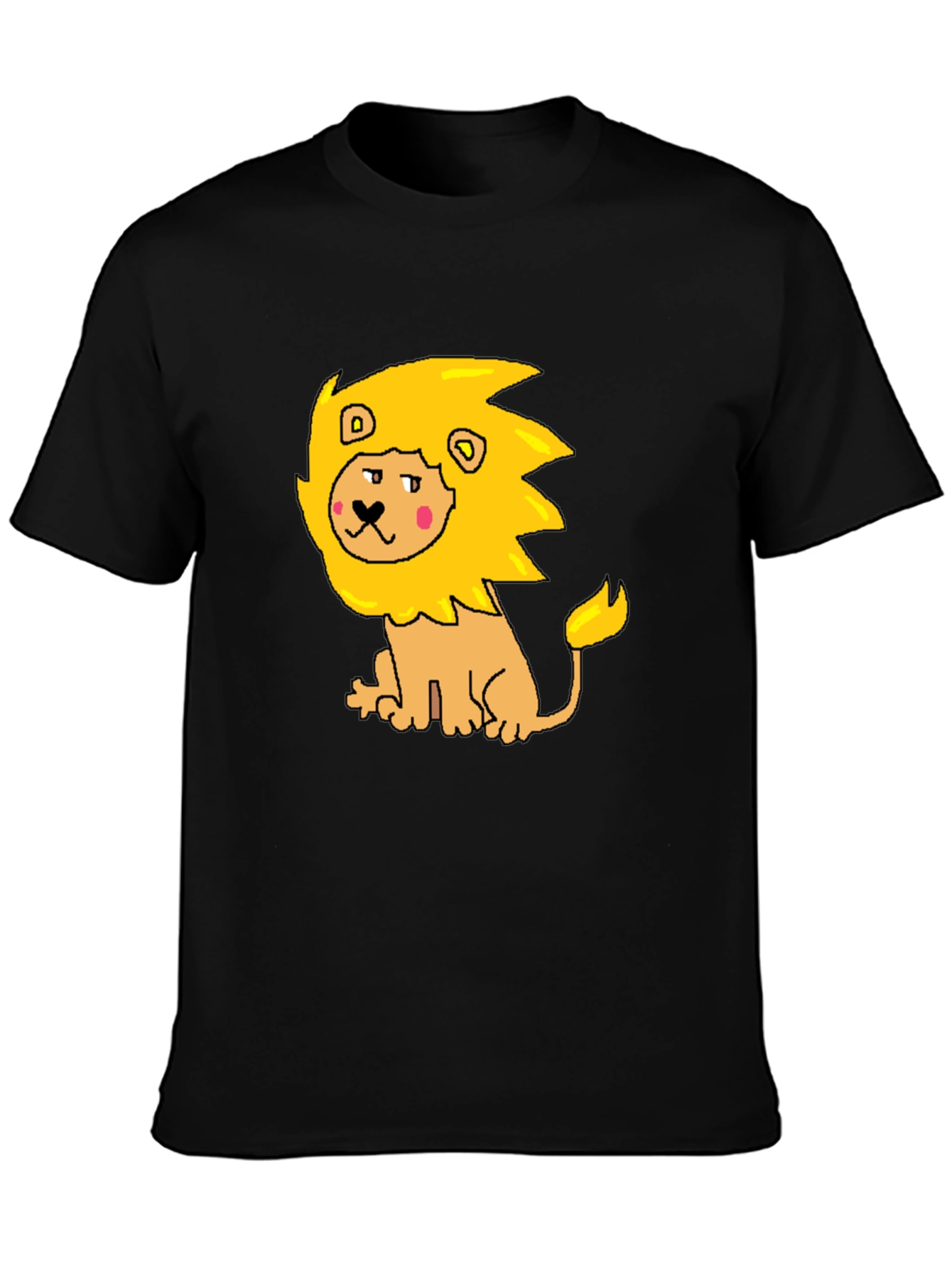 Cartoon Lion Graphic Tee - Mens Black T-Shirt