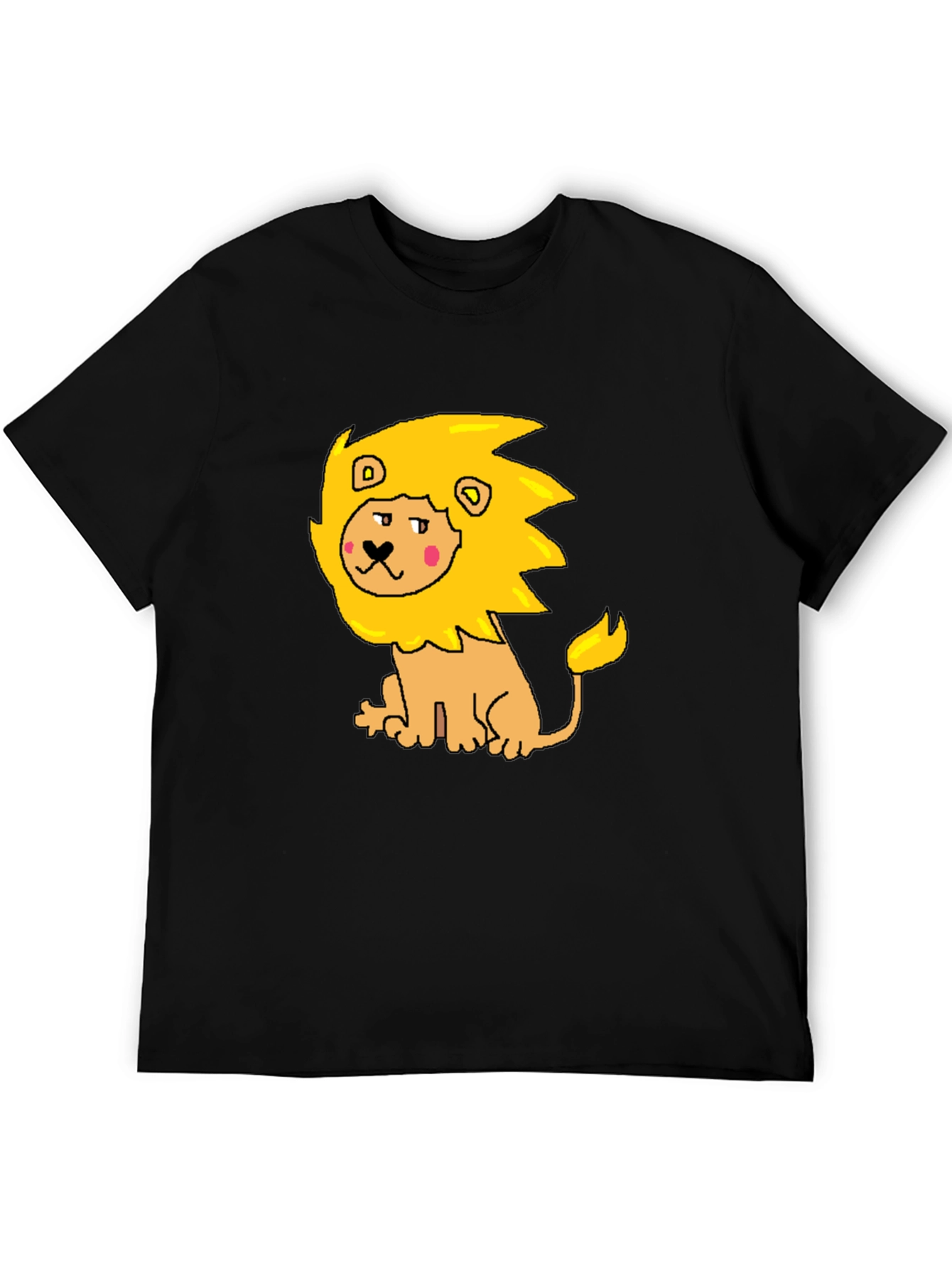 Cartoon Lion Graphic Tee - Mens Black T-Shirt