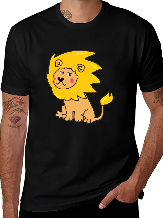 Cartoon Lion Graphic Tee - Mens Black T-Shirt