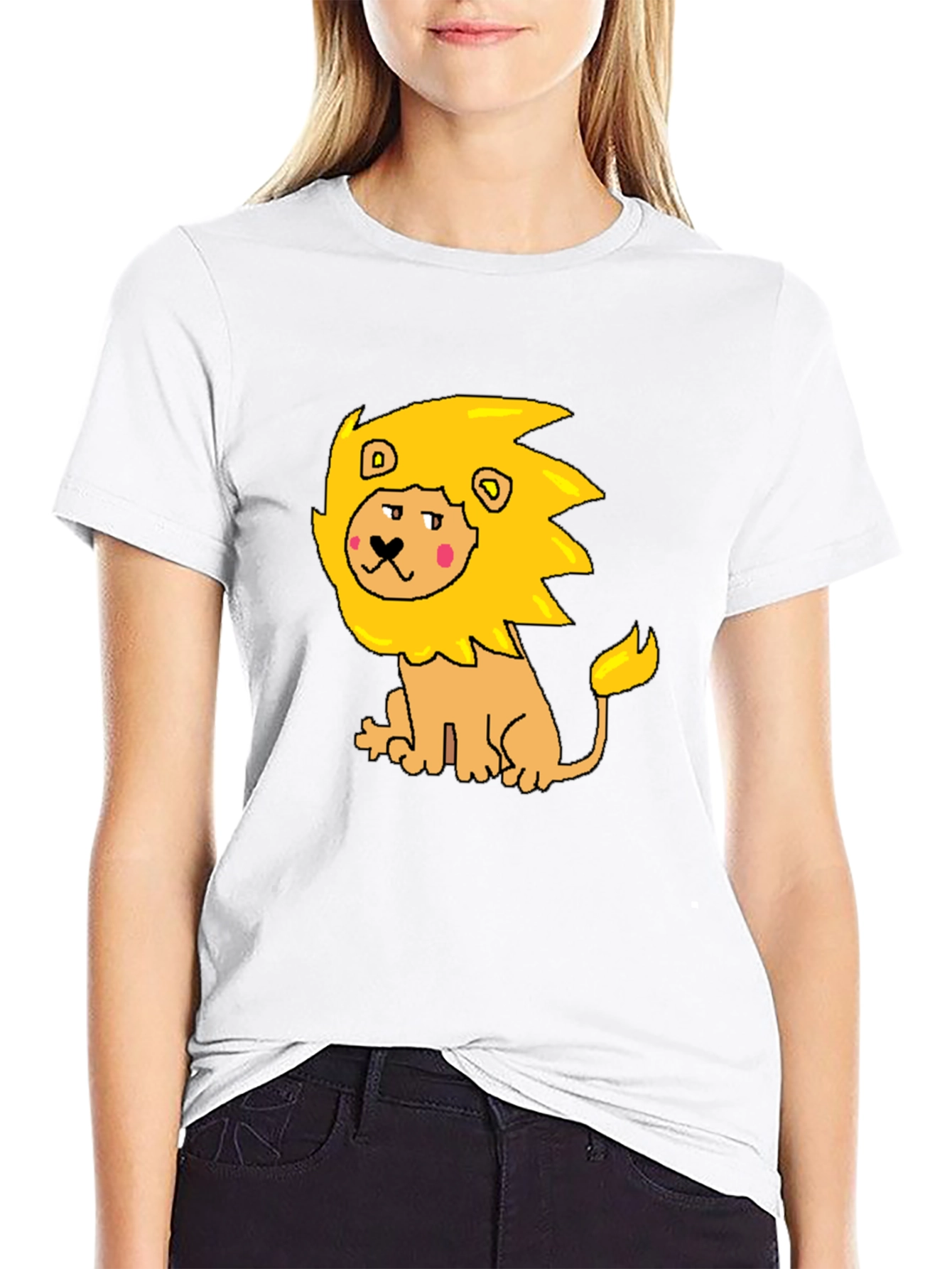Cartoon Lion Graphic Tee - Mens Black T-Shirt
