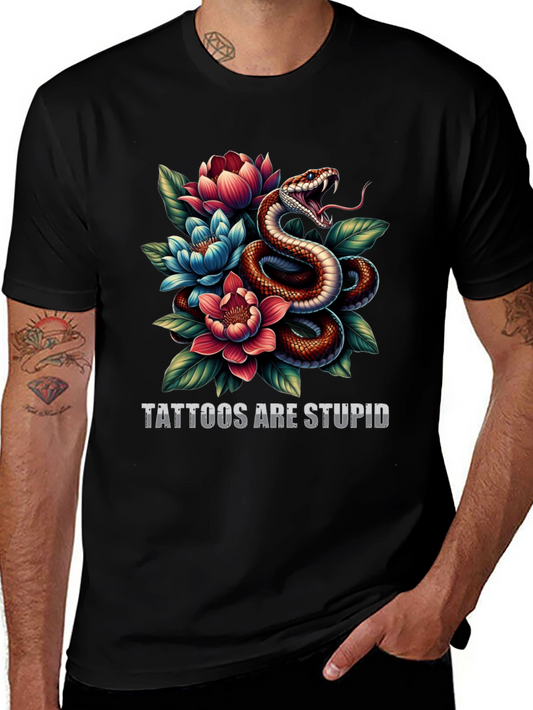 Snake & Floral Graphic Tee - Tattoos are Stupid